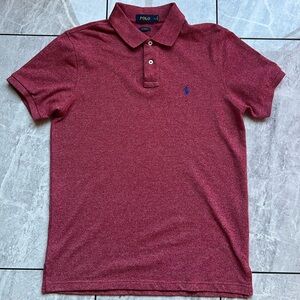 Polo Ralph Lauren Men’s Heather Red 100%Cotton Mesh Embroidered Blue Pony Polo L